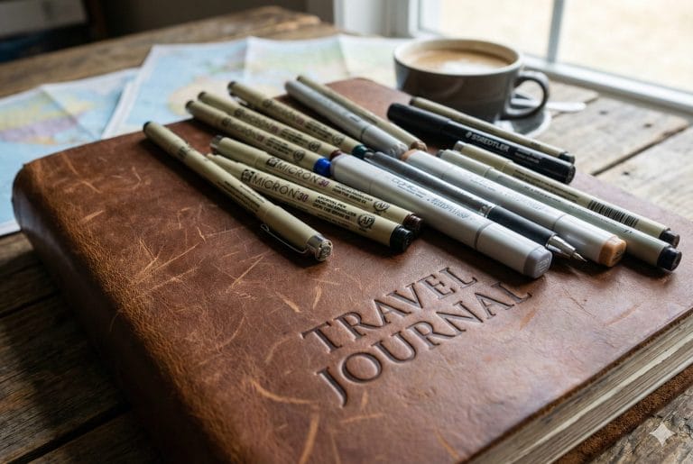 Lots of archival pens to test along with a travel journal